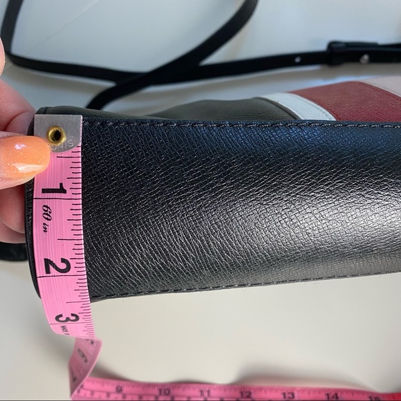 WHBM Leather Colorblock Striped Clutch Crossbody Shoulder Purse Red Pink Black - Picture 13 of 15